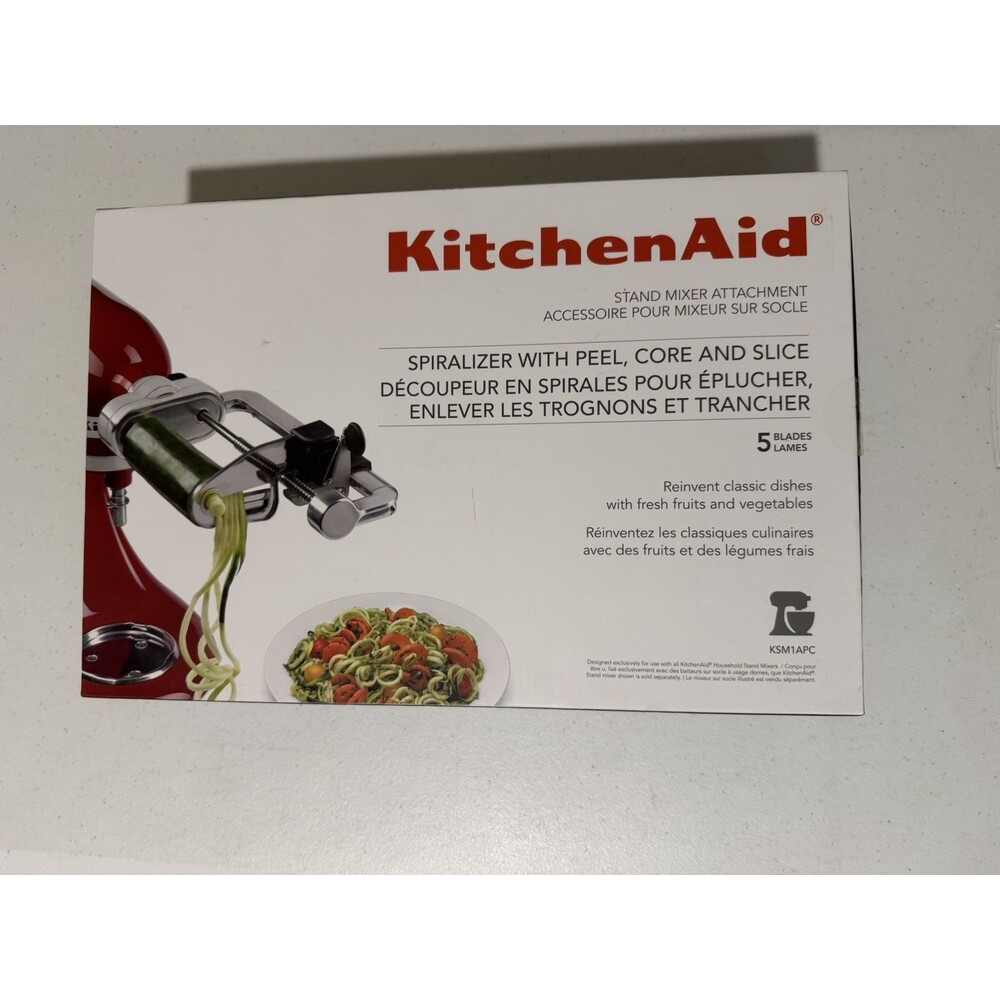KitchenAid KSM1APC 5 Blade Spiralizer Attachment Peel Core Slice NEW Open Box